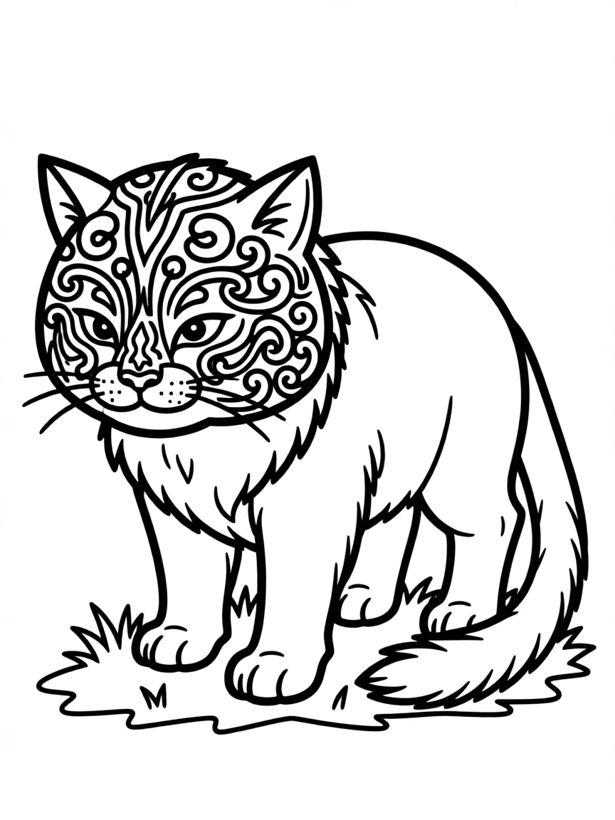 A catoblepas with ornate markings on its heavy head