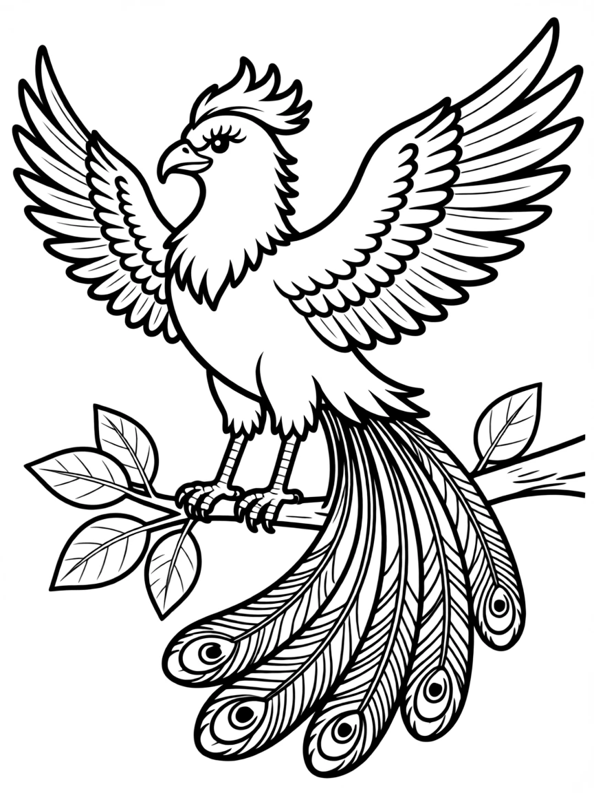 A simurgh bird with features from many different animals