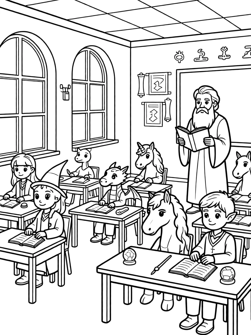 A magical academy with different creatures as students