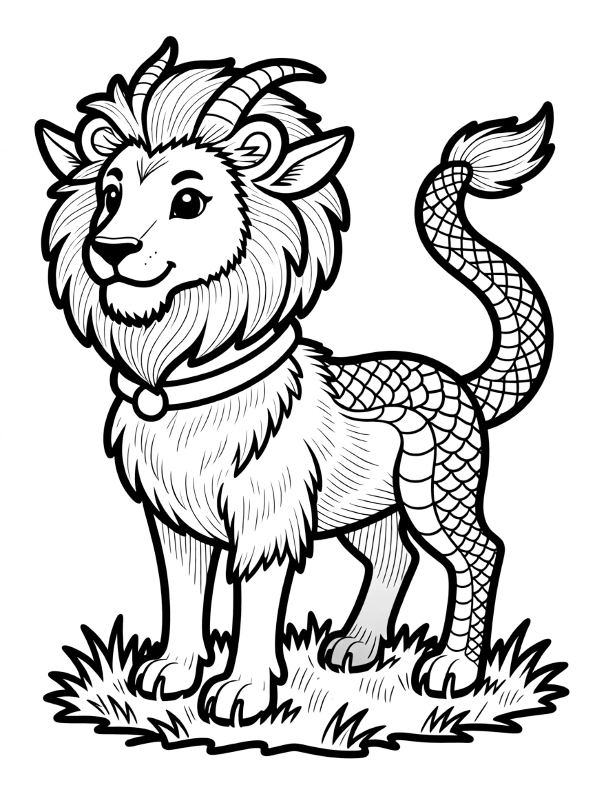 Detailed texture where a chimera's different animal parts connect