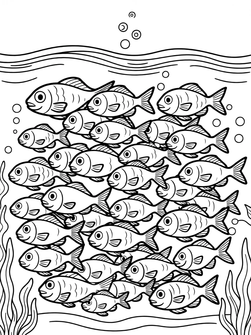 A fish spawning aggregation with hundreds of fish gathered to release eggs and sperm