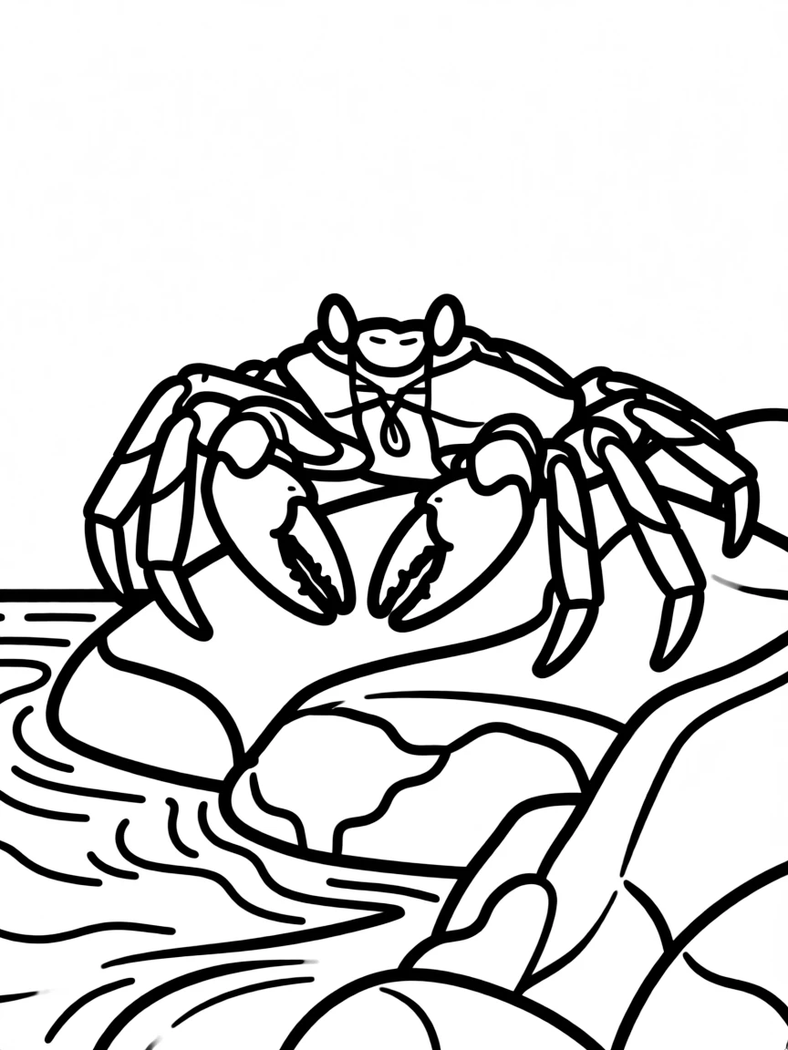 A sally lightfoot crab with its bright coloration perched on rocks at the water's edge