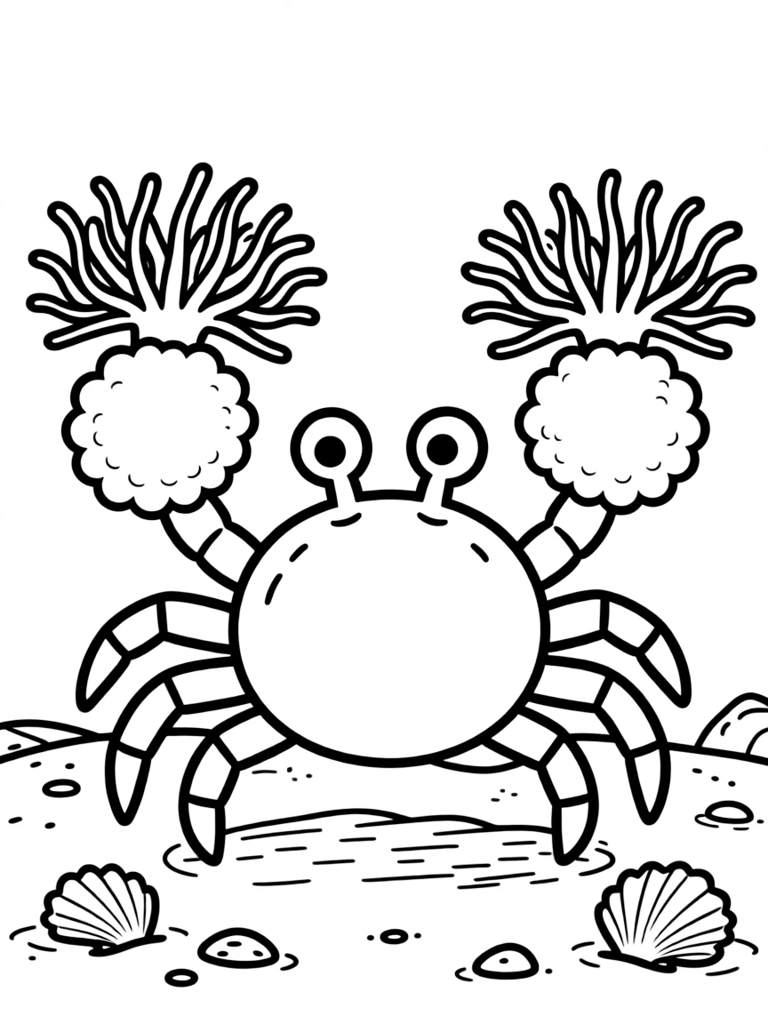 A pom-pom crab holding stinging anemones in its claws for defense