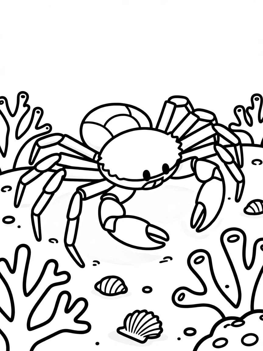 A spider crab slowly stalking across the reef, its legs spanning an impressive distance