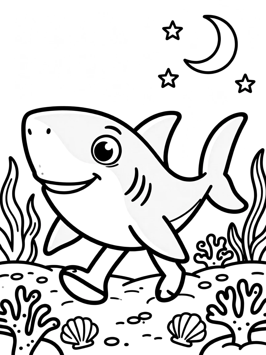 A walking shark using its fins to "walk" across the reef at night