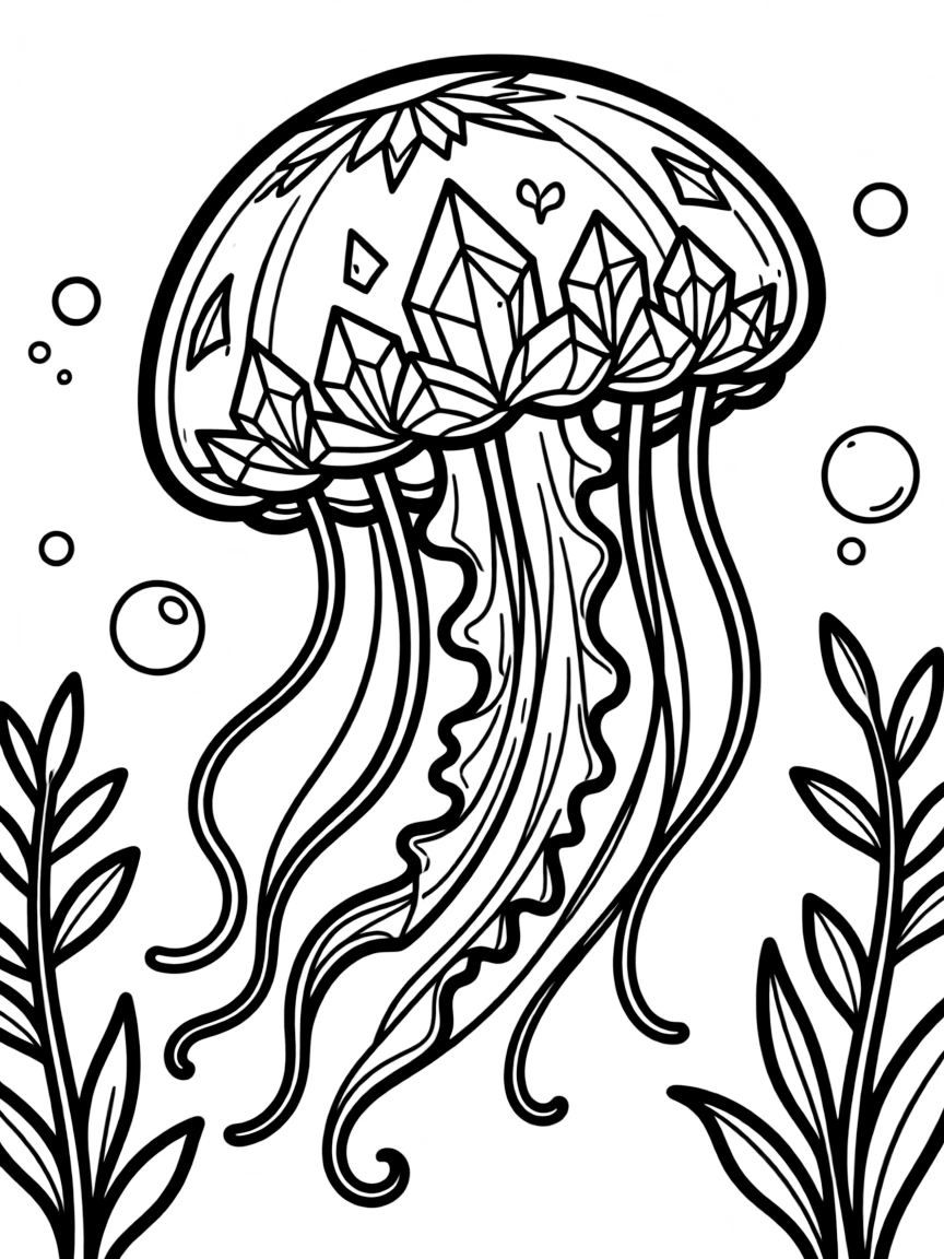 A crystal jellyfish with its transparent body nearly invisible in the water
