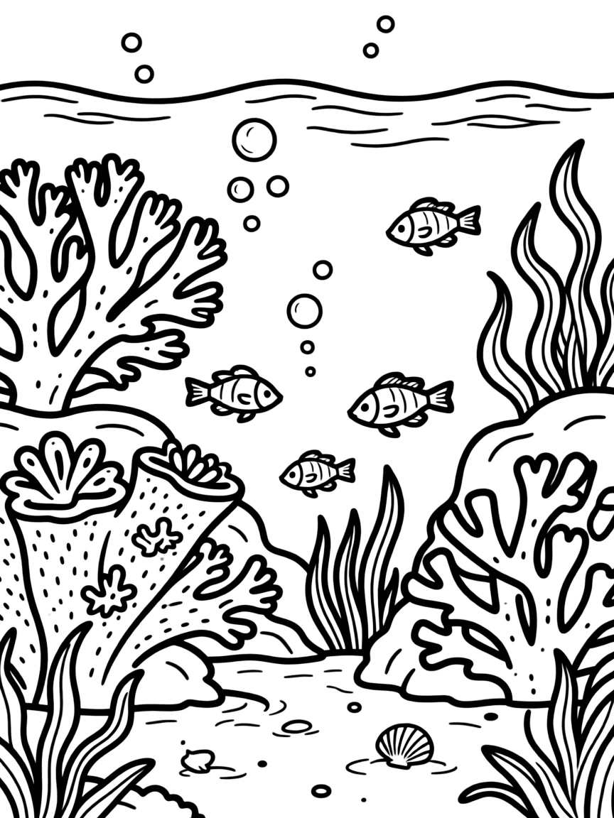 A reef in the process of recovering from dynamite fishing, showing regrowth patterns