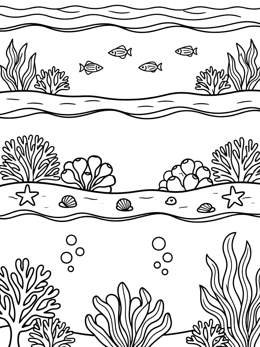 A reef showing zonation changes from shallow to deep water environments