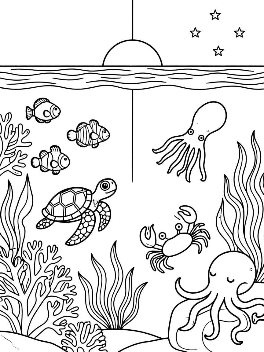 A reef transitioning from day to night with the changing guard of active species