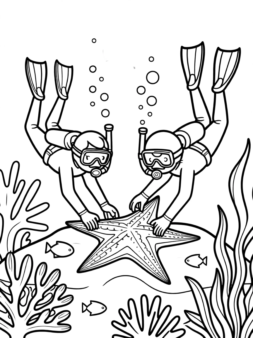 A crown-of-thorns starfish removal effort with divers collecting the coral predators