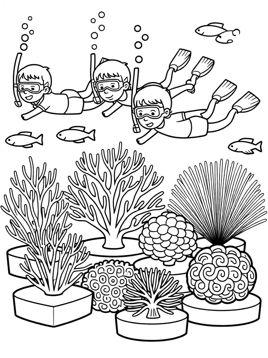 A coral nursery with different species being grown for transplantation