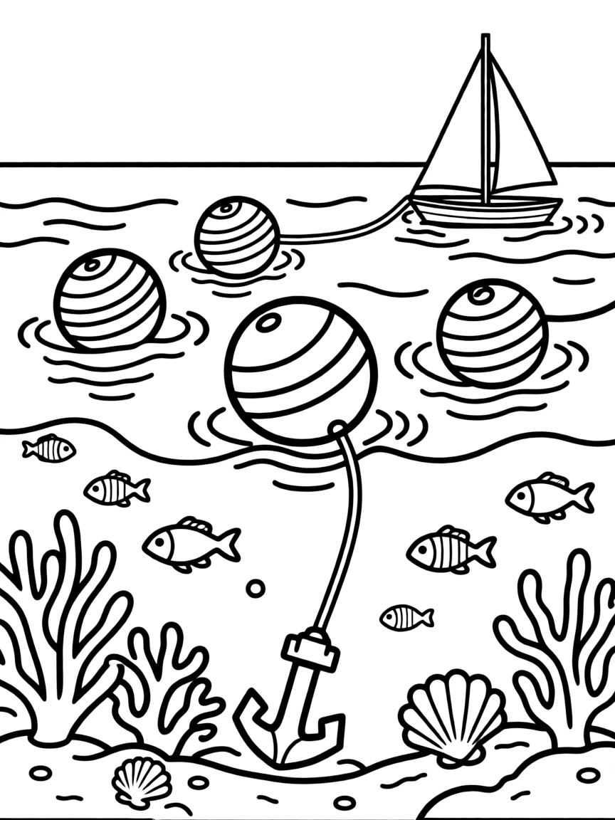 A reef with mooring buoys installed to prevent anchor damage