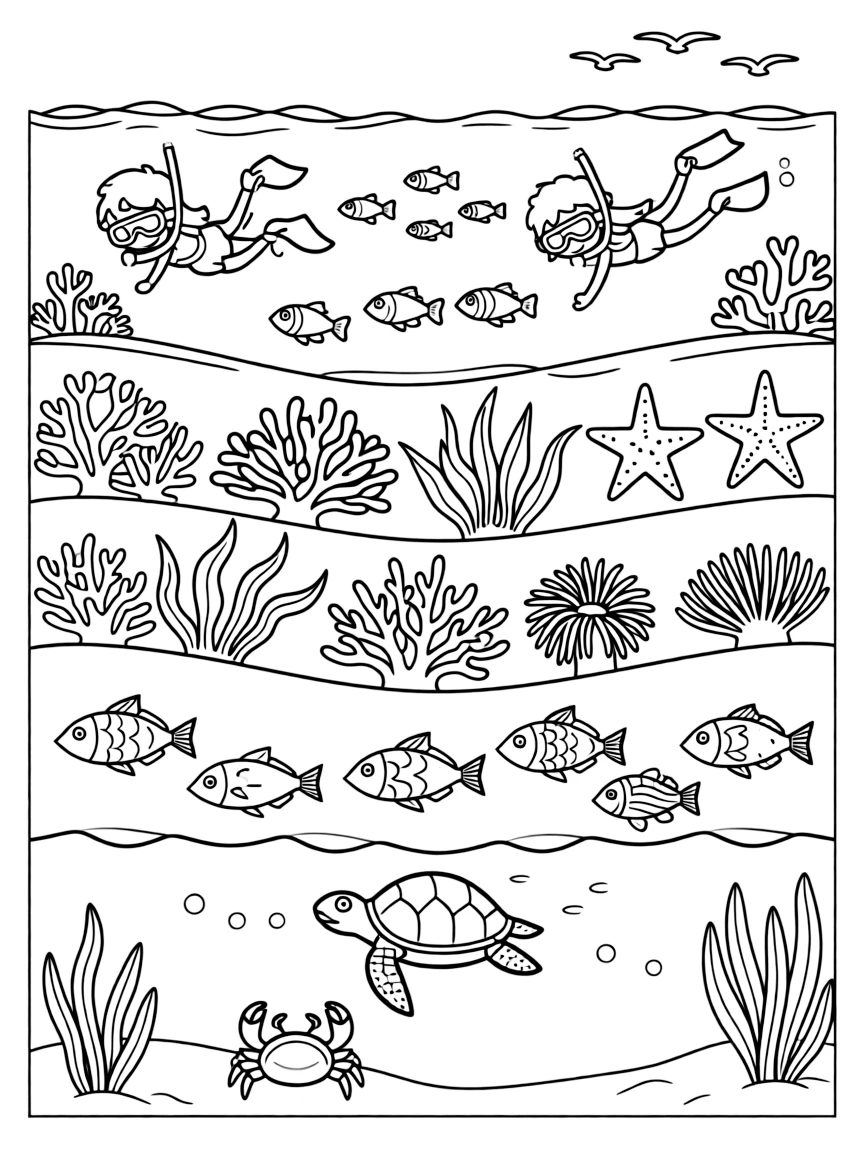 A reef community changing with depth showing vertical zonation of species