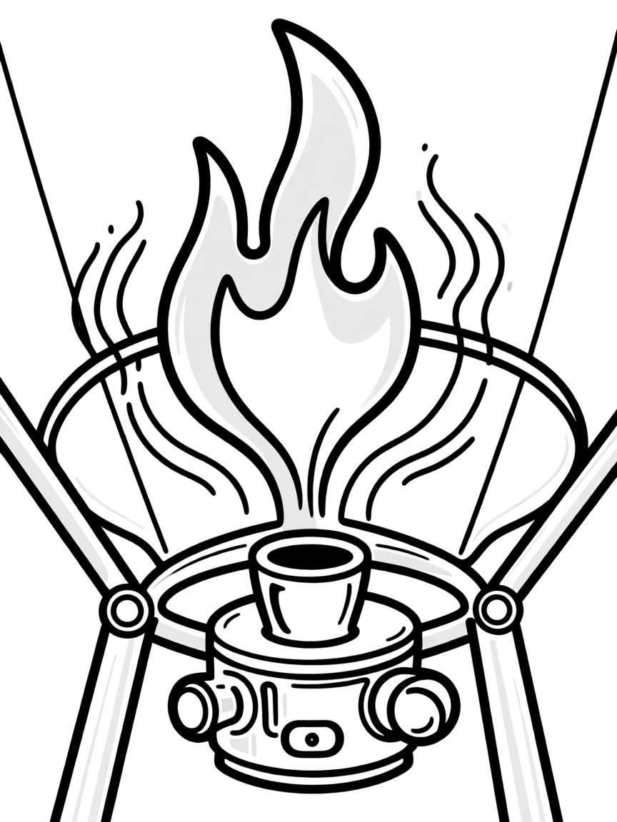 A detailed view of a hot air balloon's burner flame heating the air