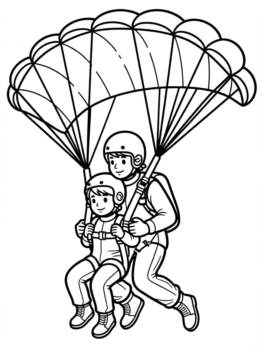 A skydiving instructor and student in tandem jump