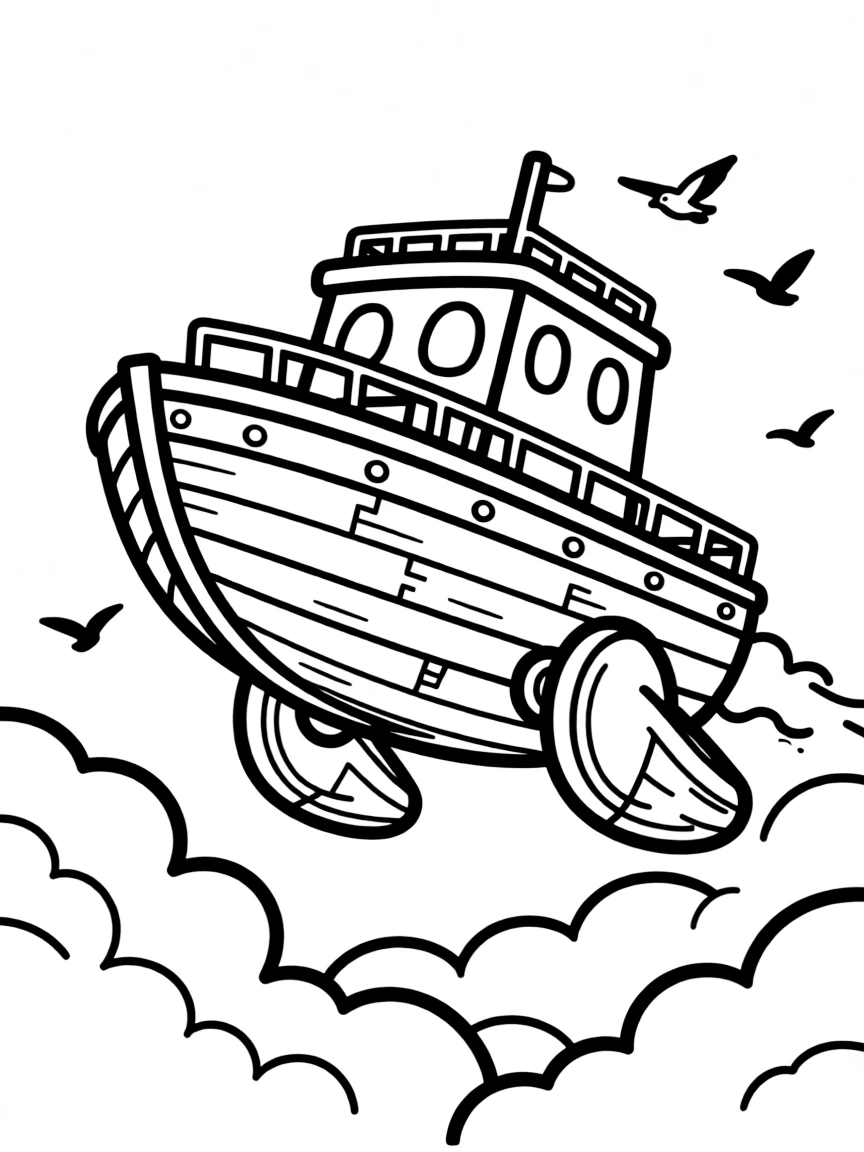A flying boat with detailed hull and water rudders