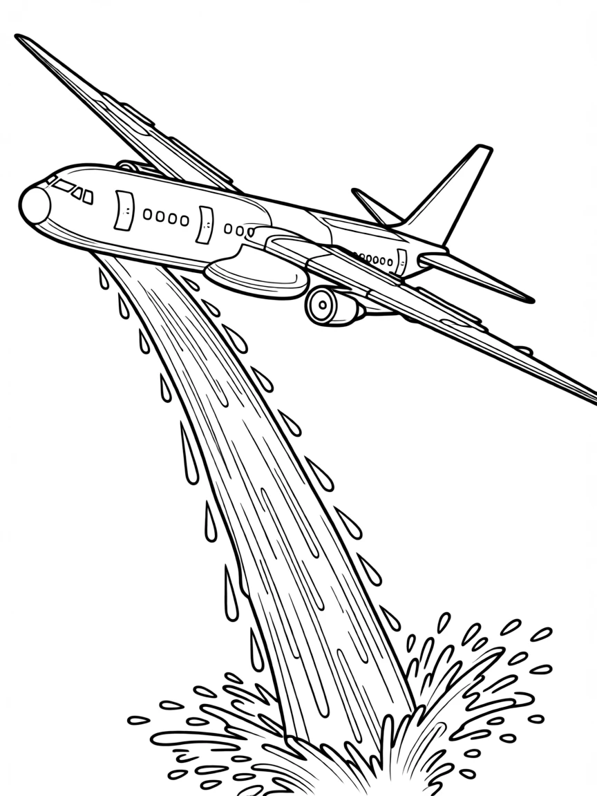 A firefighting super tanker aircraft dropping water