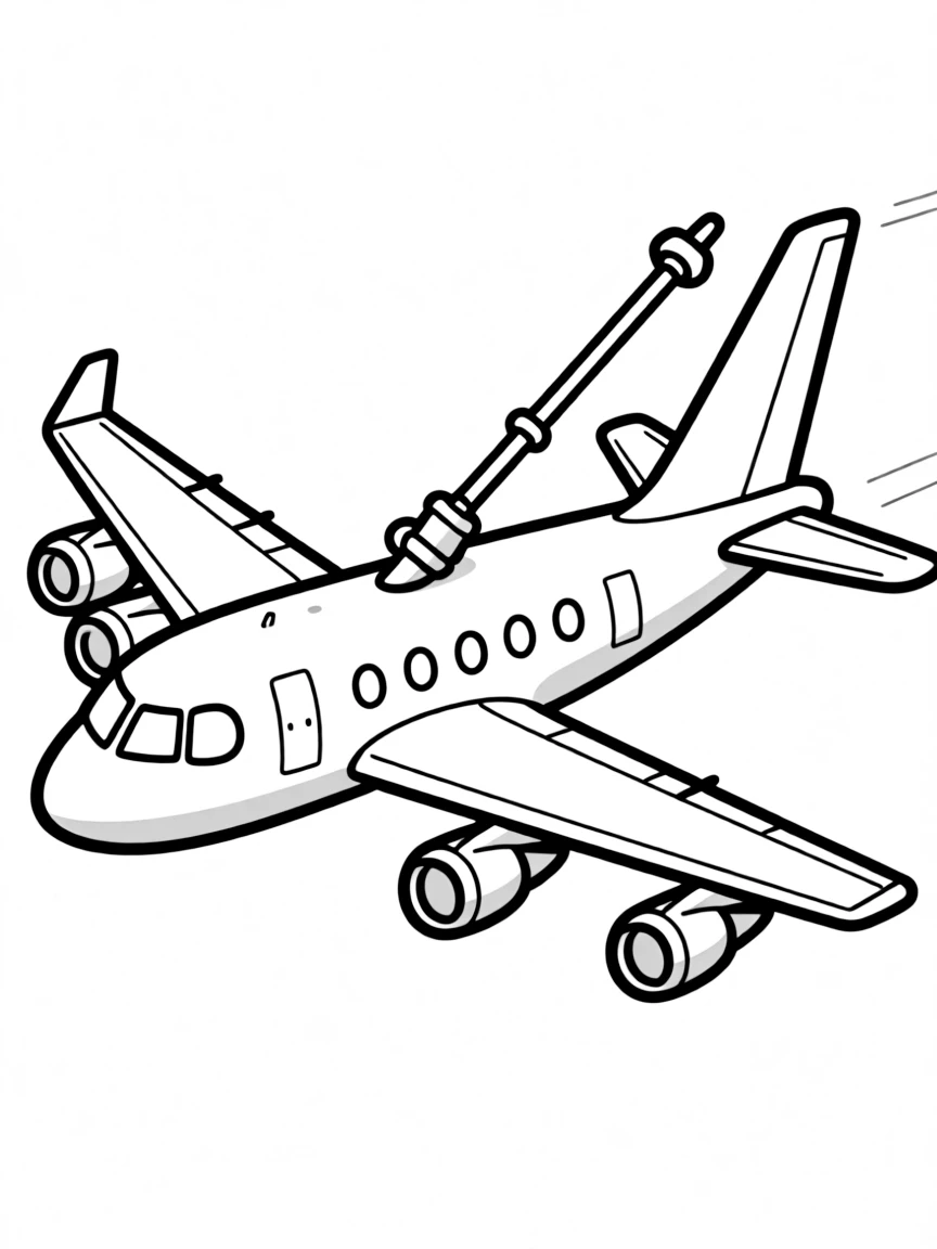An aerial refueling tanker with boom extended