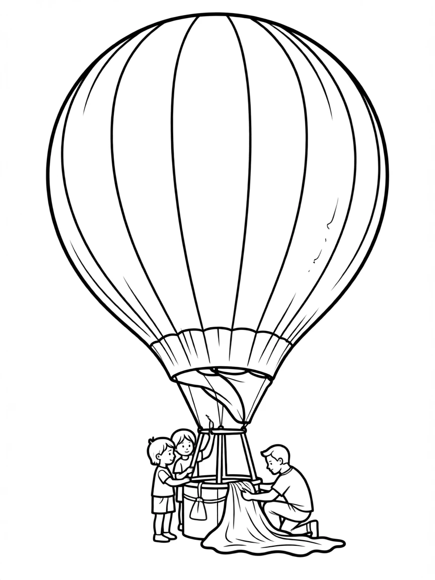 A hot air balloon being deflated after landing