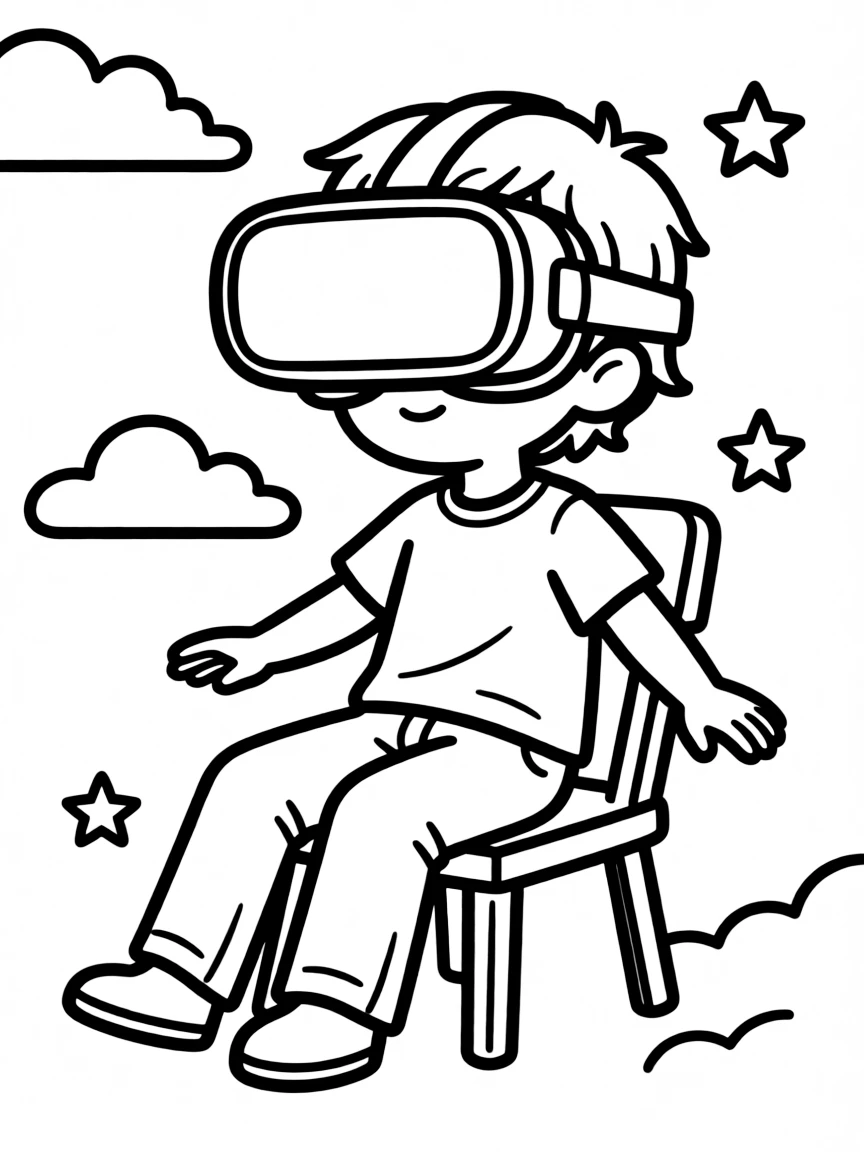 A virtual reality flying experience with headset