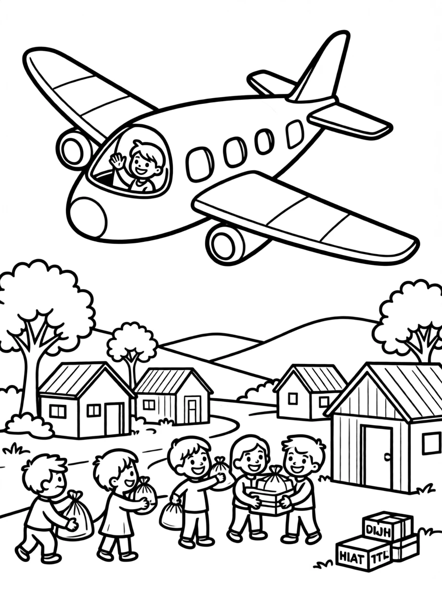 An airplane delivering humanitarian aid to remote area