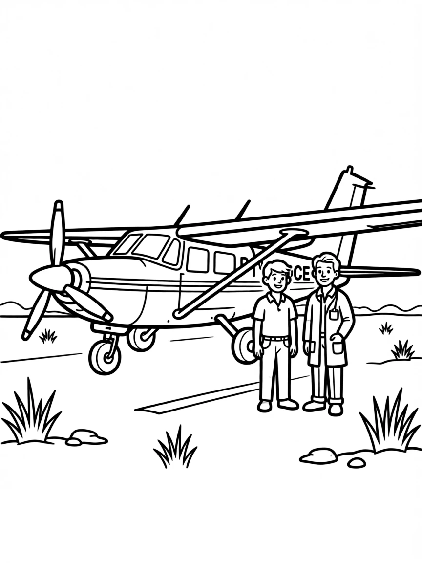 A flying doctor service aircraft at an outback landing strip