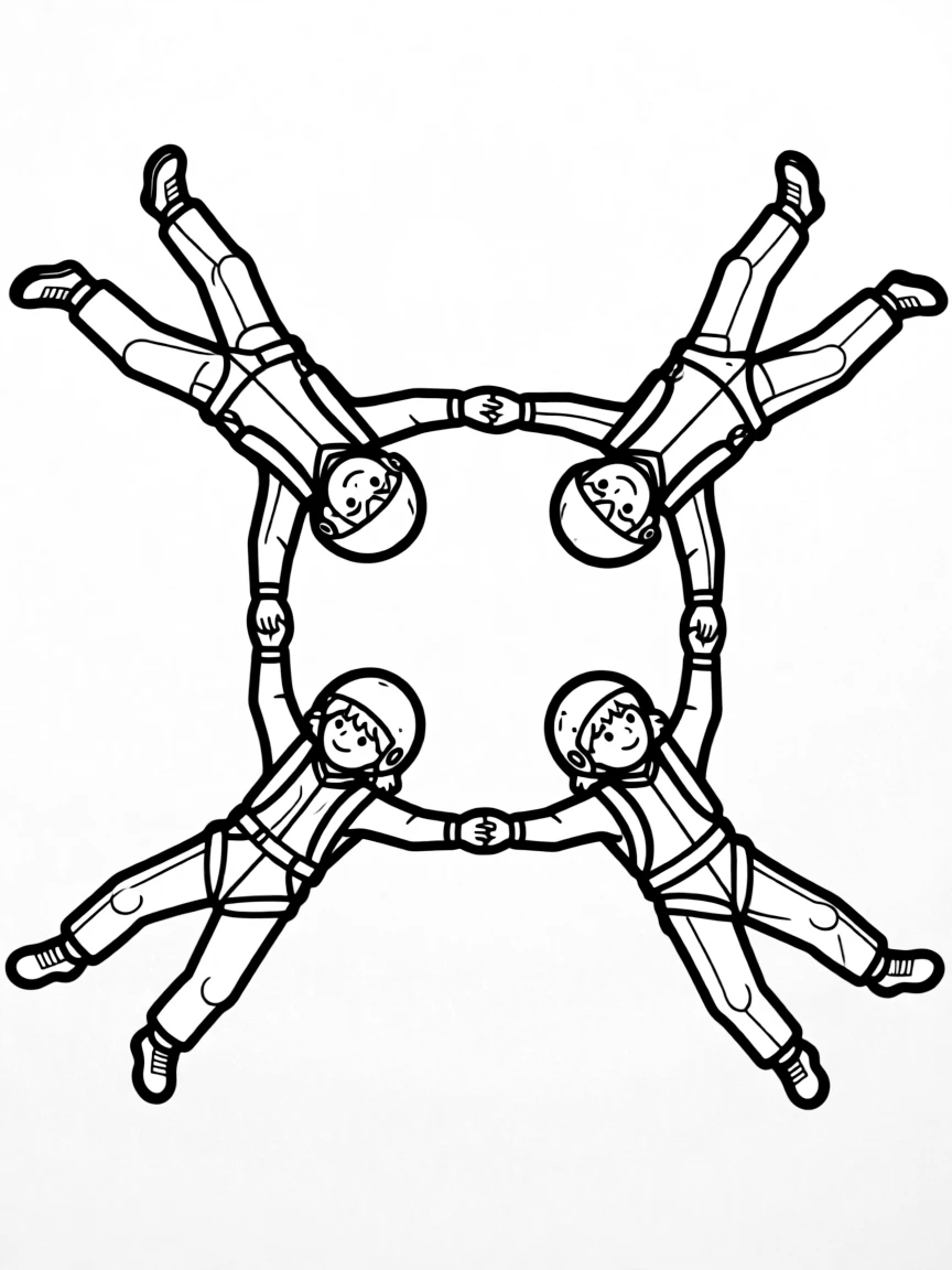 A skydiving team forming patterns in freefall