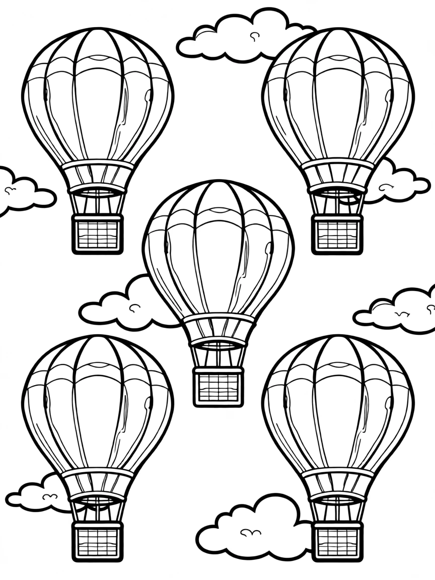 A group of hot air balloons forming a pattern in the sky