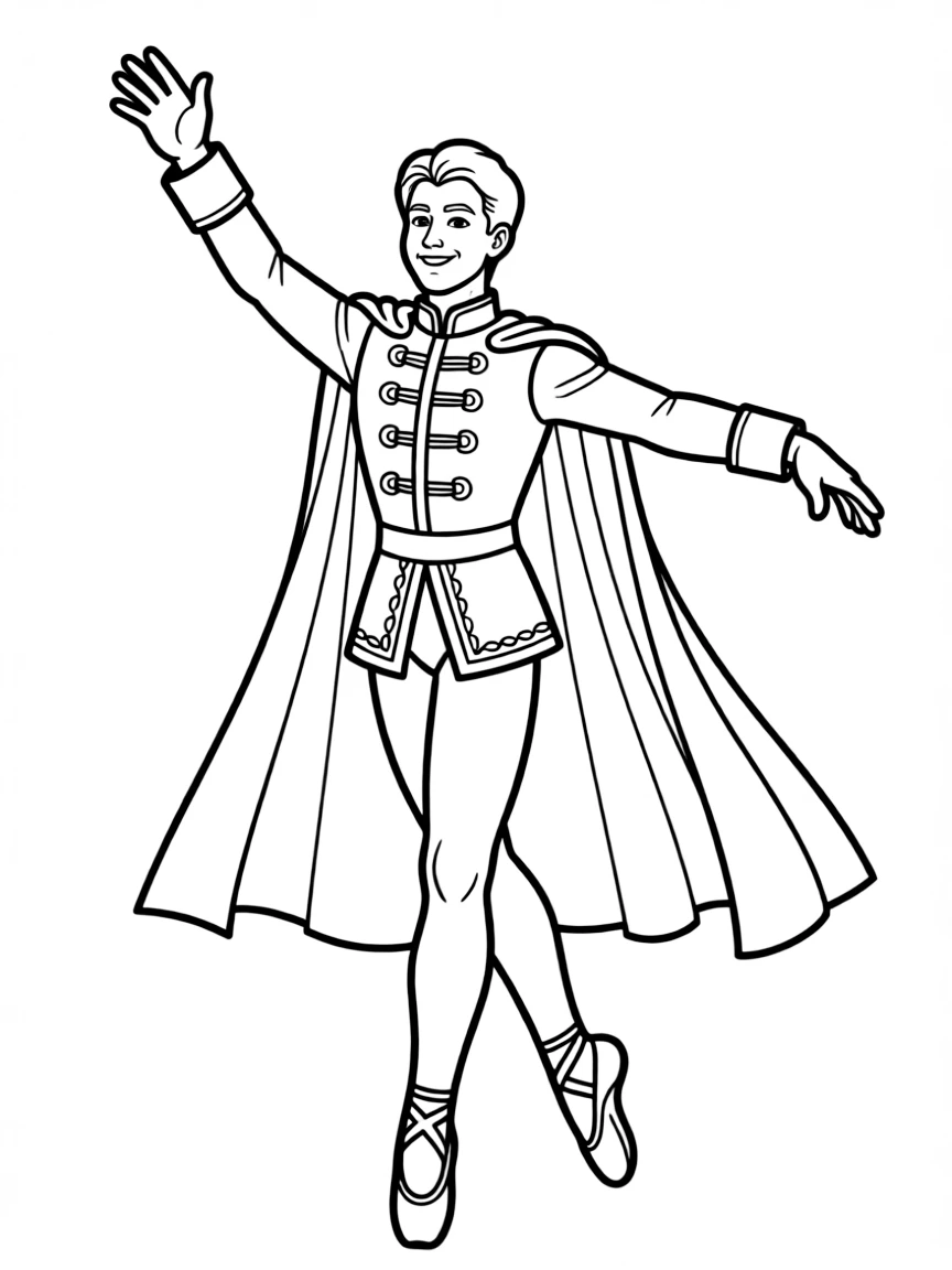 A male ballet dancer in a traditional prince costume with embellished details