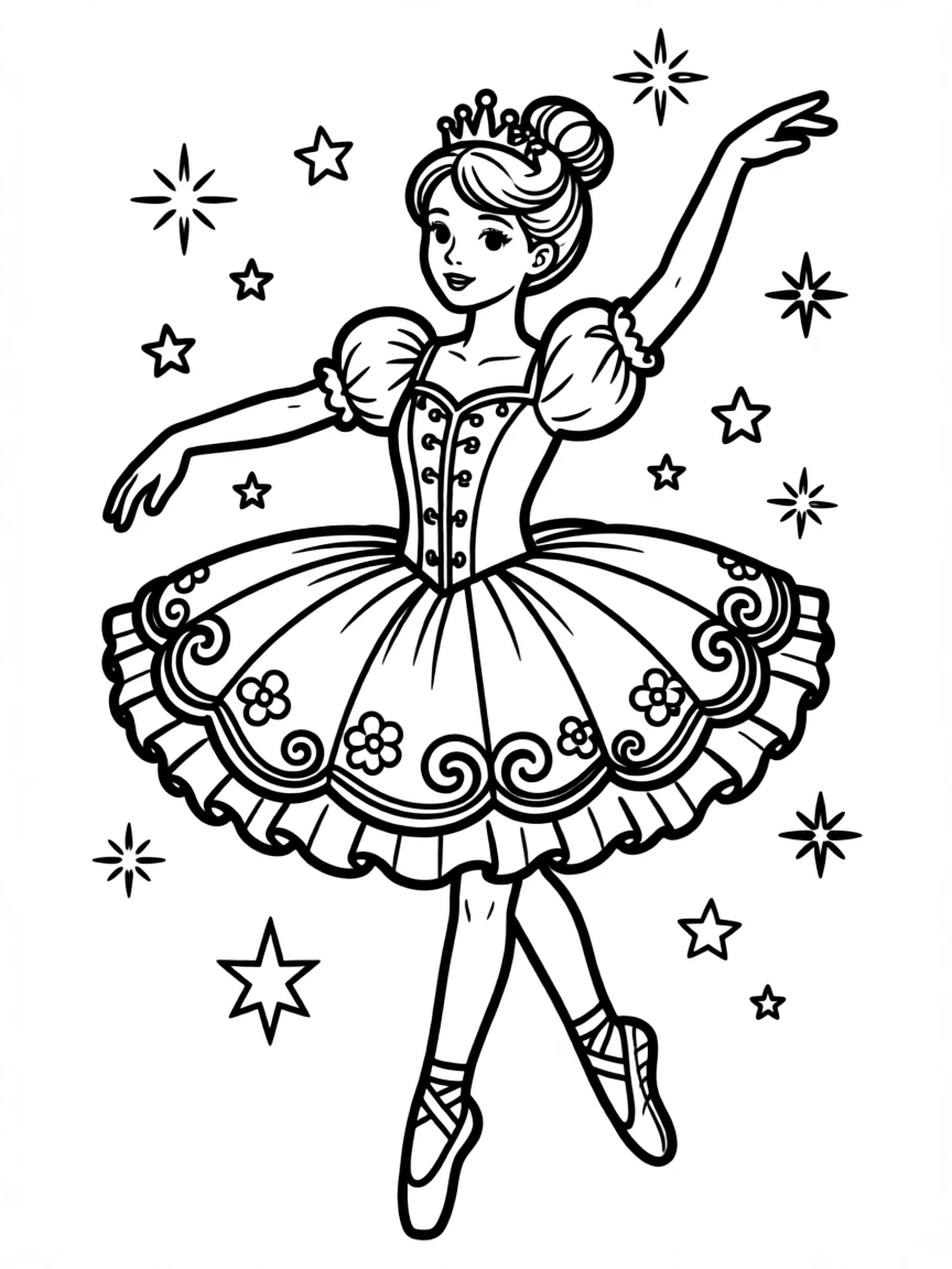 A ballerina in an elaborate Nutcracker Sugar Plum Fairy costume