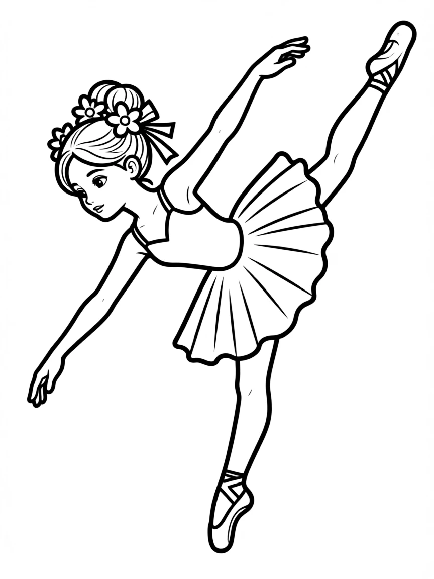 A ballerina performing a penché with perfect form and elaborate hairpiece