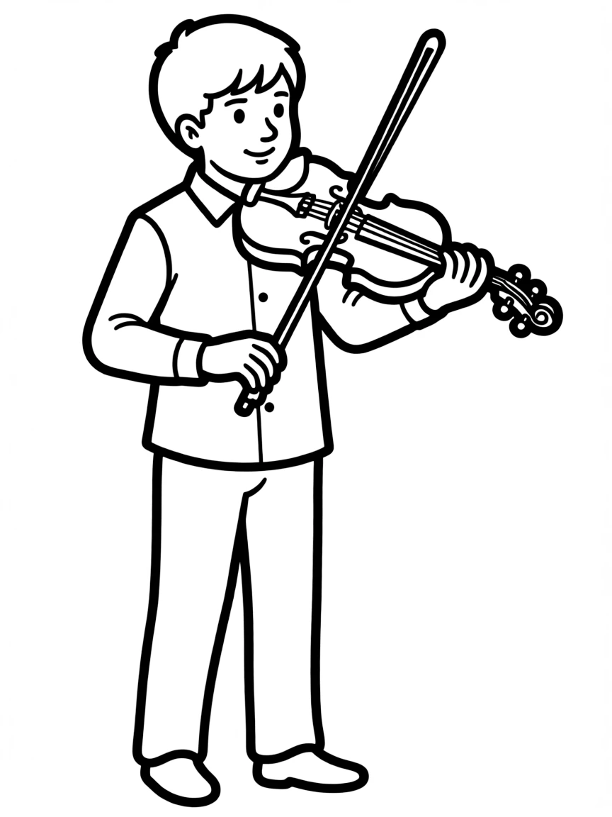 A concert violinist with detailed Stradivarius-style instrument