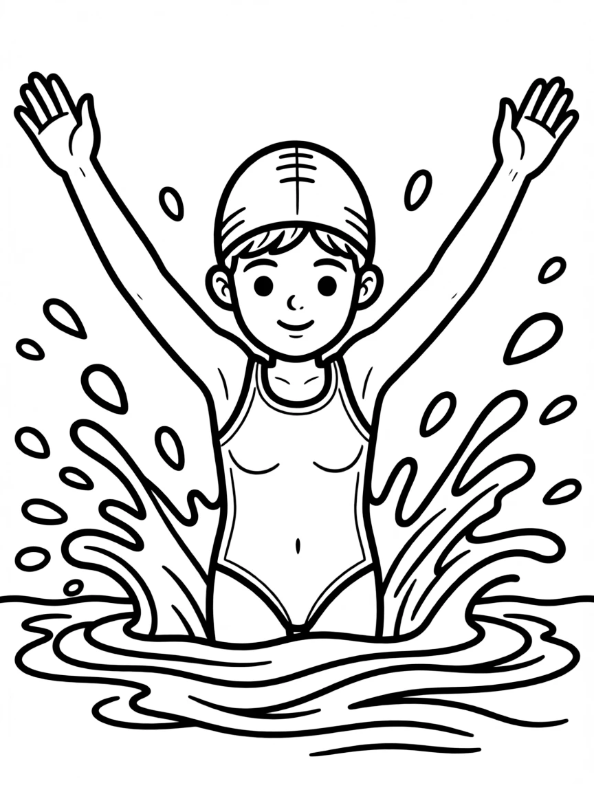 A swimmer mid-butterfly stroke with water splash patterns