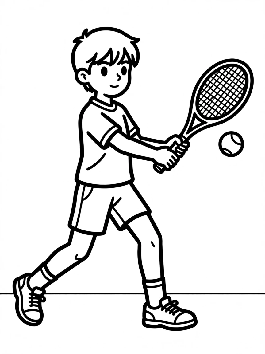 A tennis player hitting a backhand with proper footwork