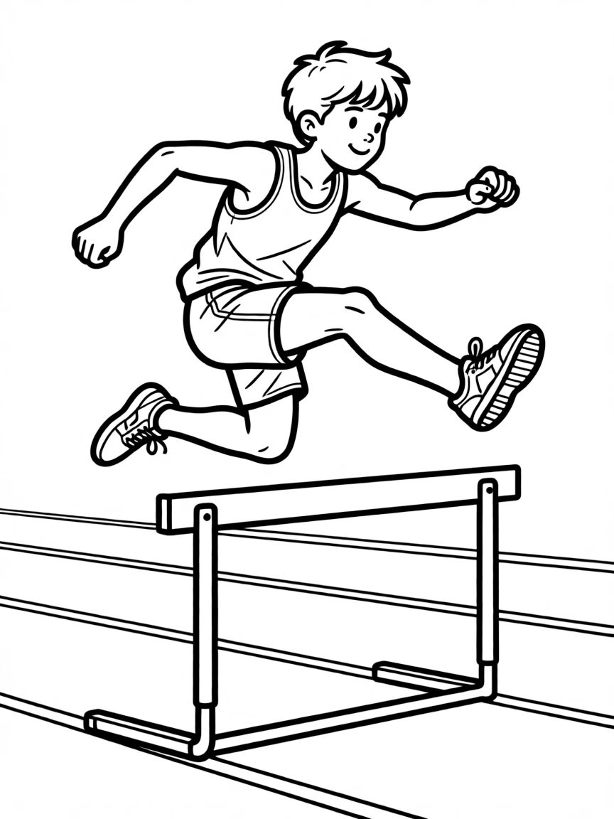 A hurdler clearing an obstacle with perfect form