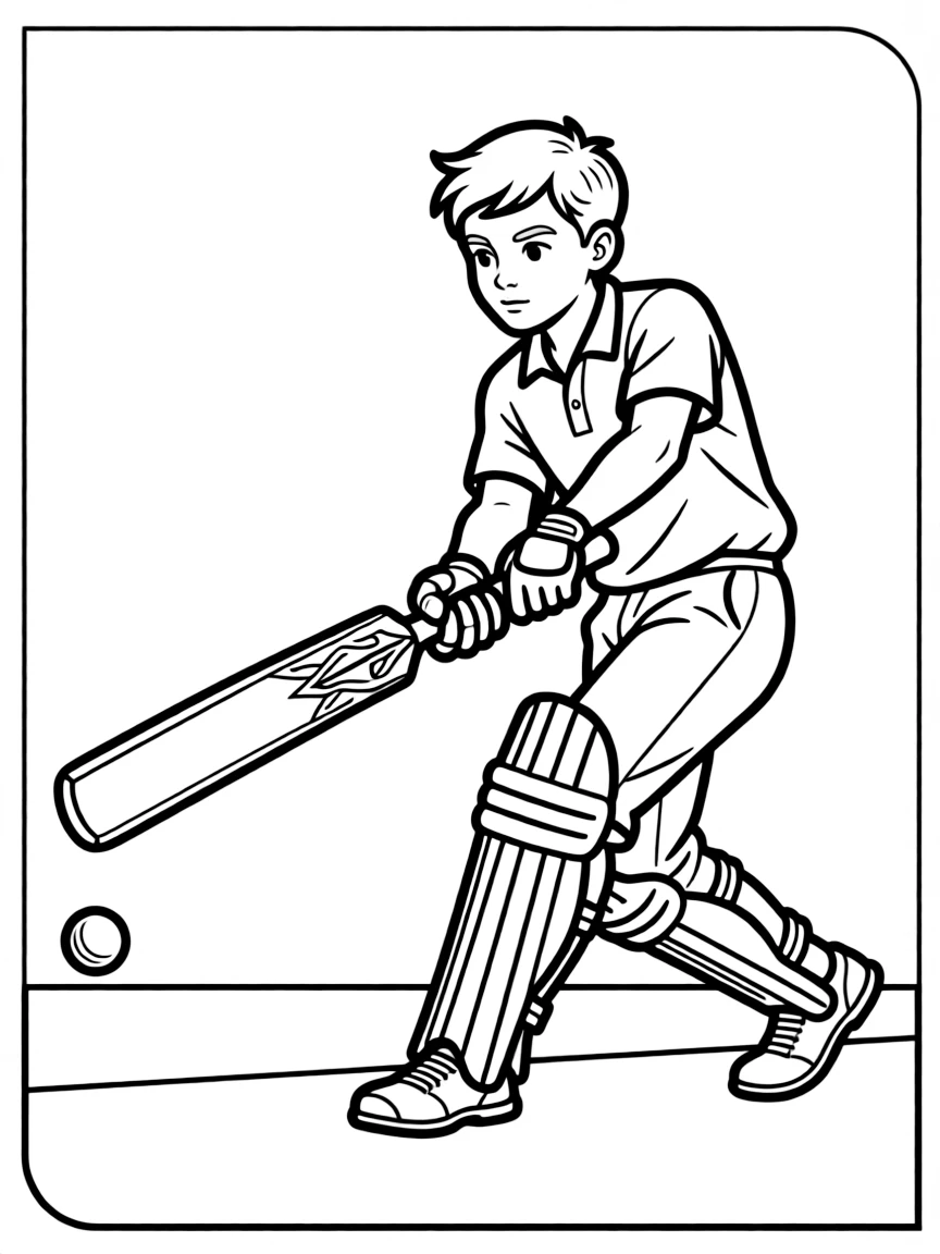 A cricket batsman playing a cover drive with detailed bat swing