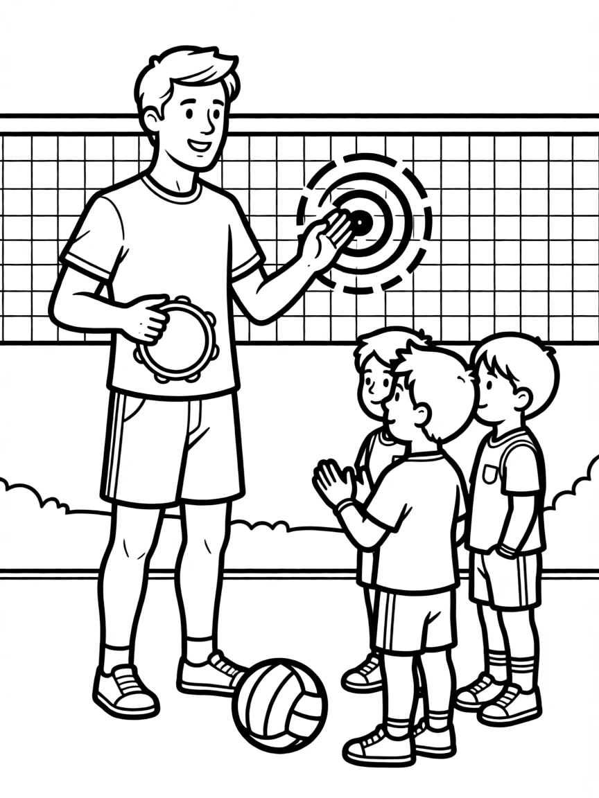 A volleyball coach using musical rhythm to teach timing
