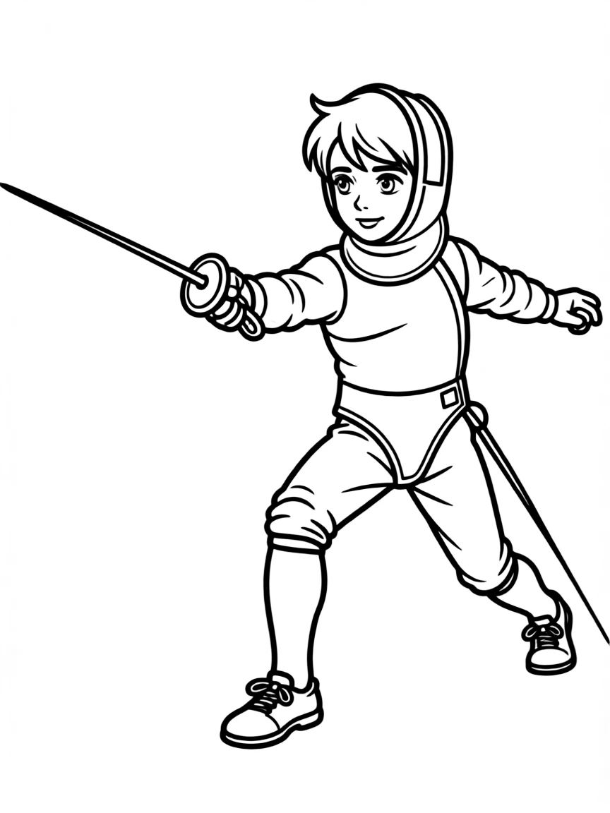 A fencer lunging with detailed equipment and proper form