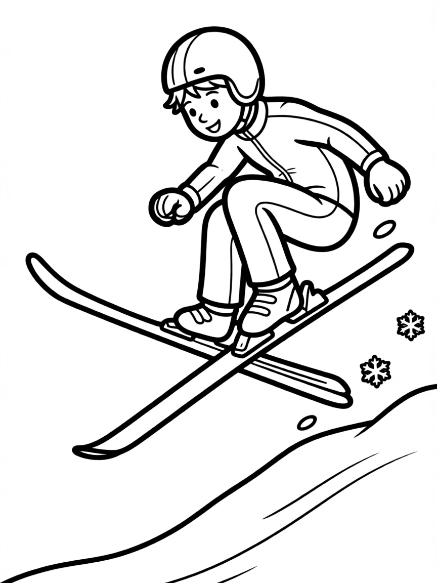 A ski jumper soaring with perfect aerodynamic form