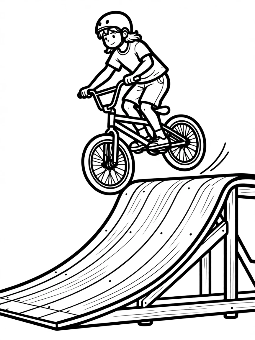 A BMX rider on a vertical ramp with detailed bike components