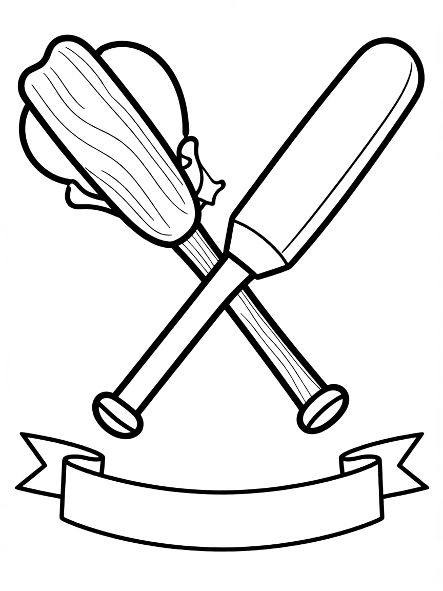 A drumstick and baseball bat crossed like coat of arms with detailed design