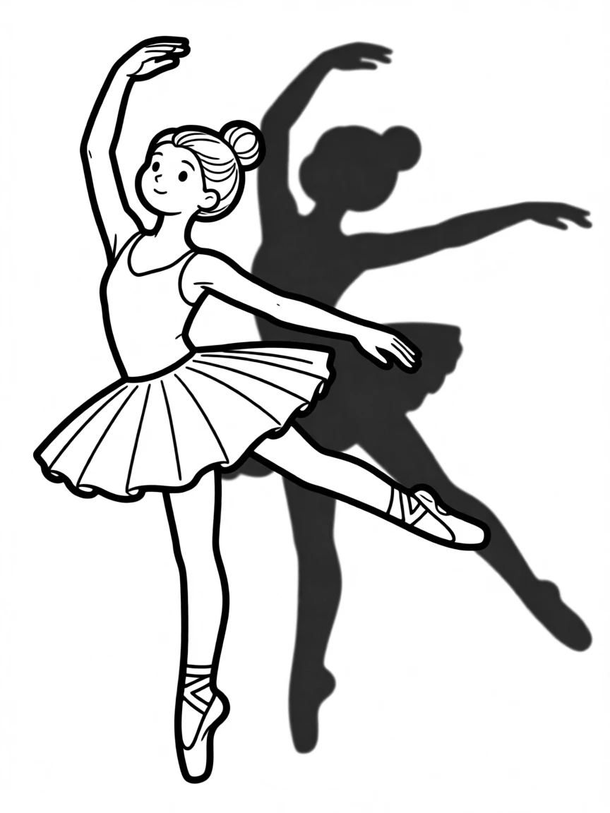 A ballet dancer whose shadow forms a different dance pose