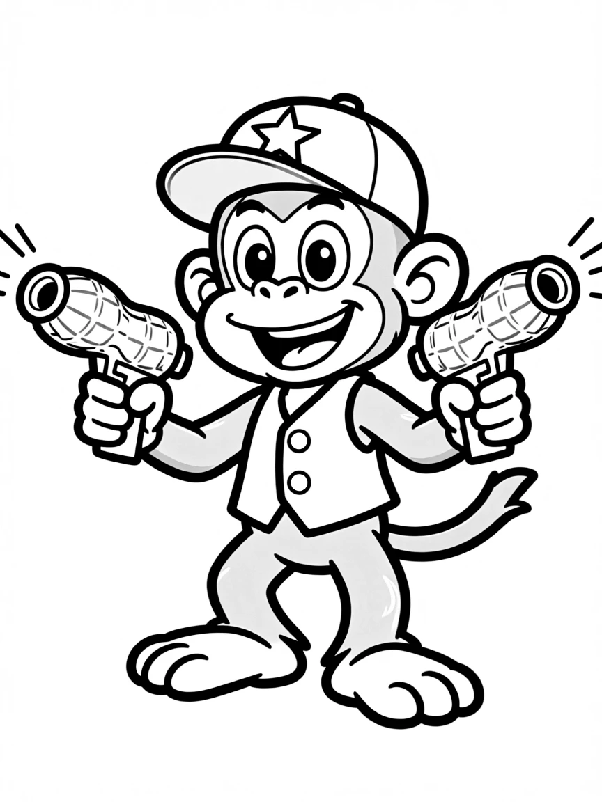 Diddy Kong wearing his trademark cap and holding peanut popguns
