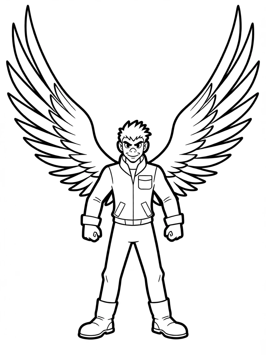 Falco Lombardi striking a confident pose with his wings spread
