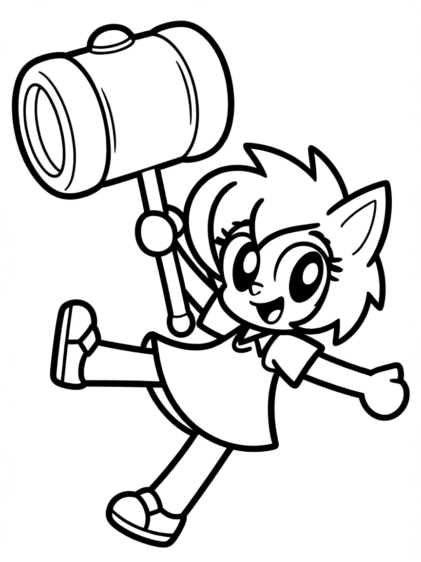 Amy Rose swinging her Piko Piko Hammer