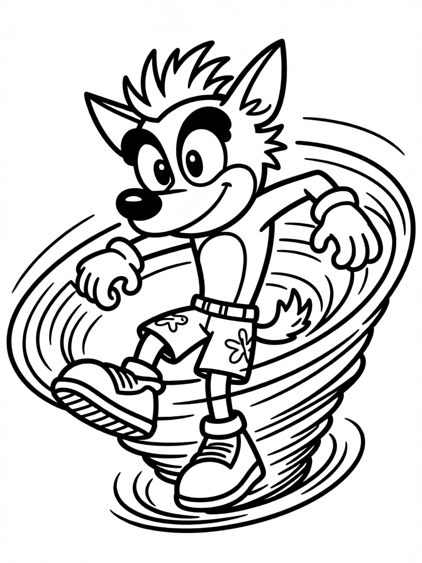 Crash Bandicoot spinning in his signature tornado move
