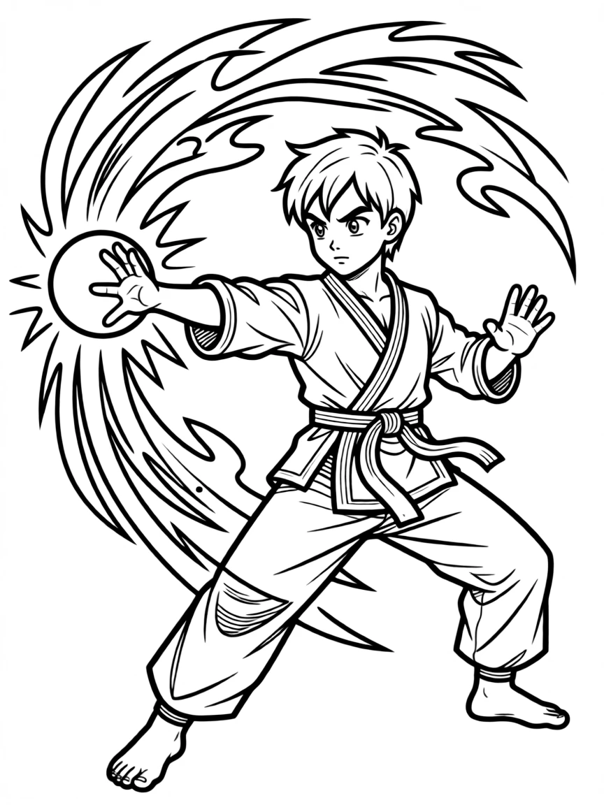 Ryu performing his Hadouken move with energy flowing