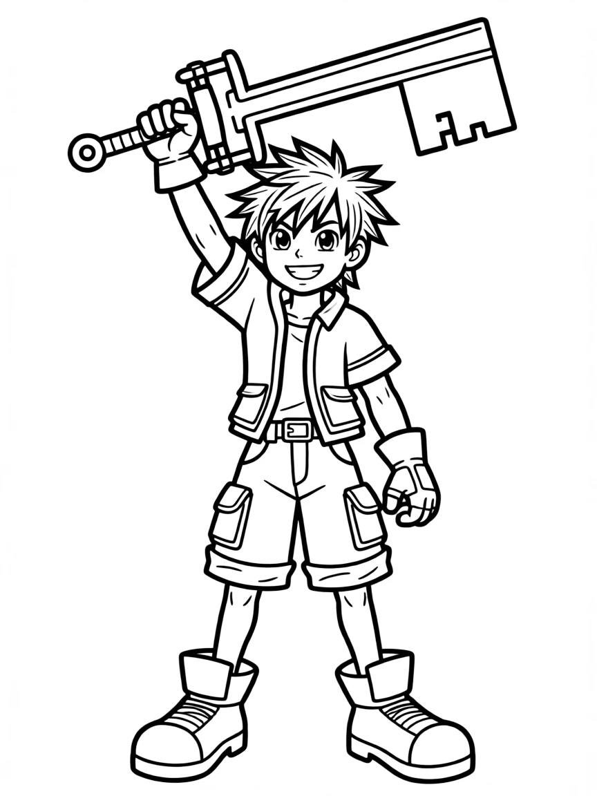Sora from Kingdom Hearts with his Keyblade held high