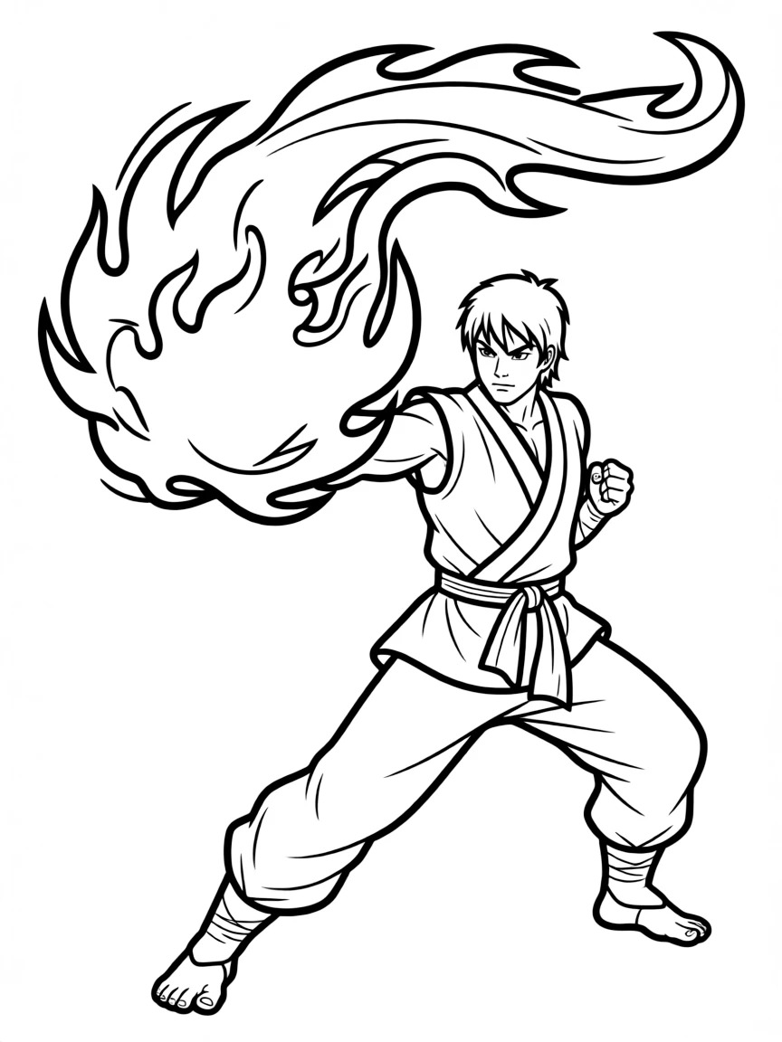 Liu Kang throwing a fireball with dragon energy