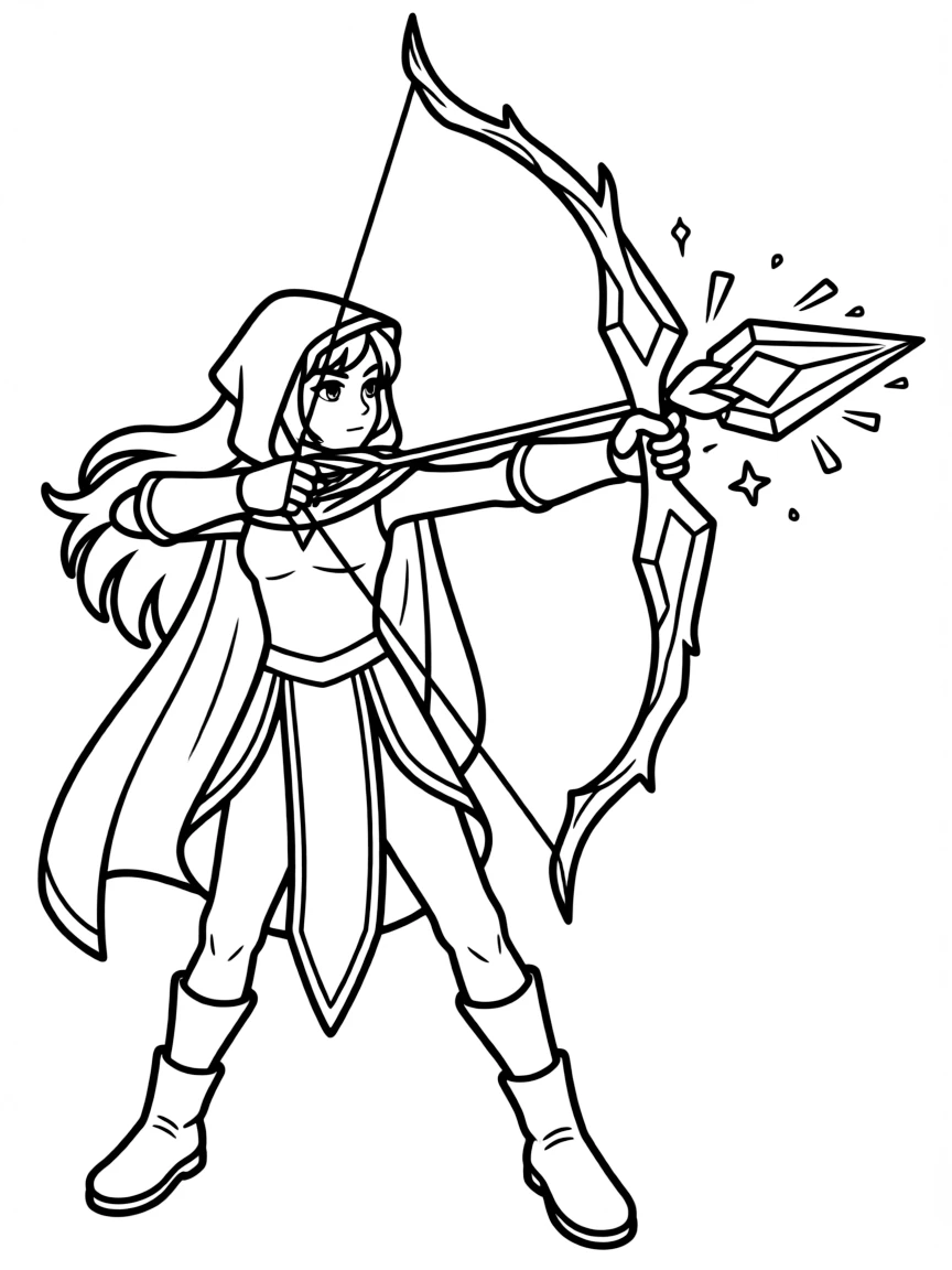 Ashe from League of Legends firing an enchanted crystal arrow